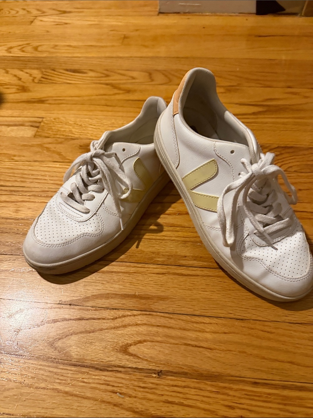 Veja White Sneakers with Cream and Tan Accents